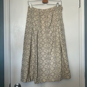 Coincidence Vintage Cream with Black Pattern Wool Mid-length Pleated Skirt